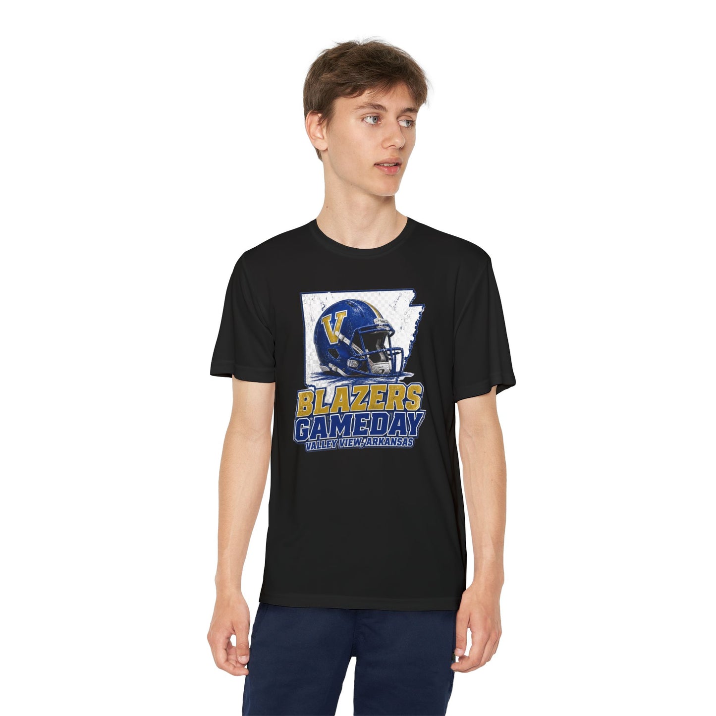 Youth Blazers DRIFIT Gameday Tee – Team Helmet Arkansas Football Shirt