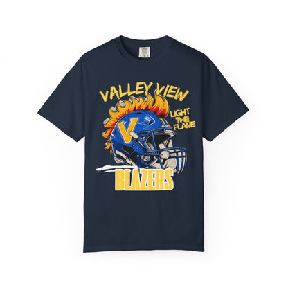 Valley View Blazers Football T-Shirt Flame, Unisex Fan Apparel, Game Day Shirt, Vintage Style Tee, Sportswear