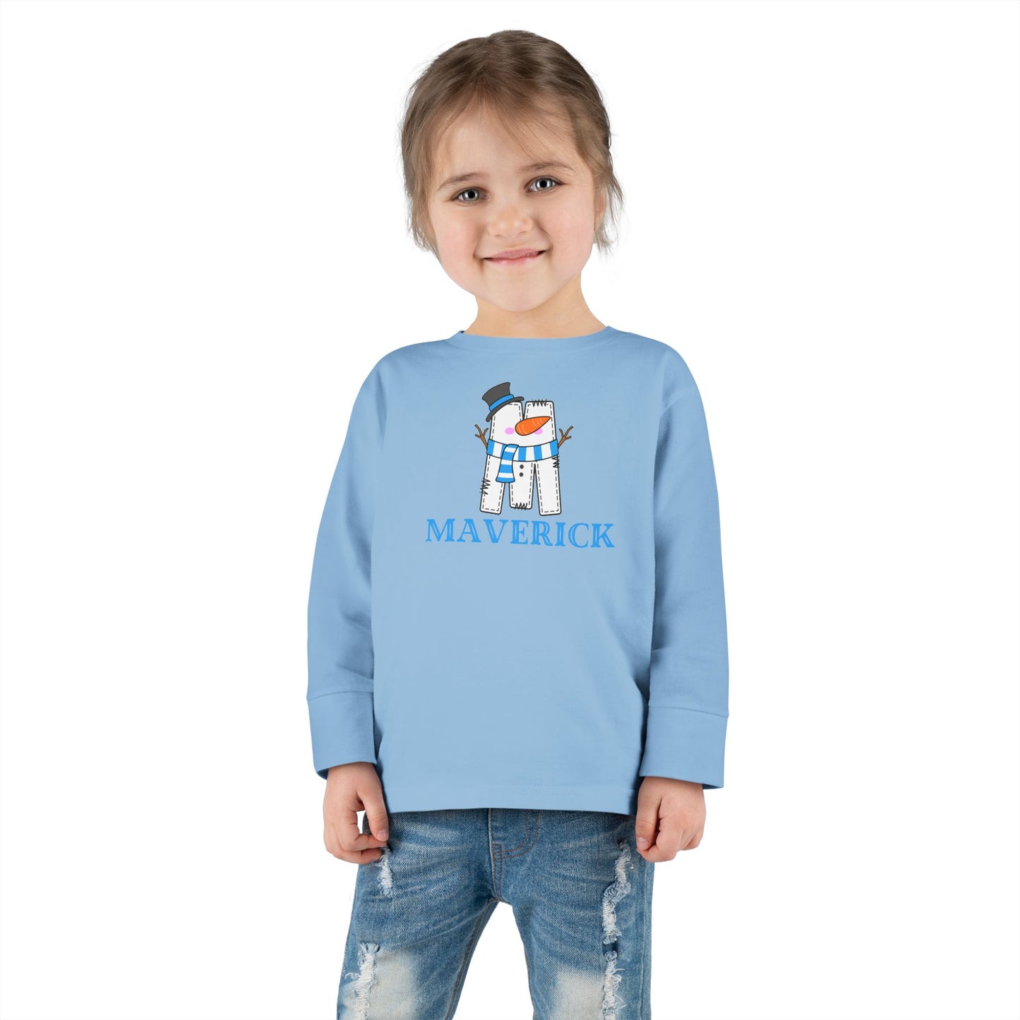 Toddler Long Sleeve Tee. SNOWMAN NAME