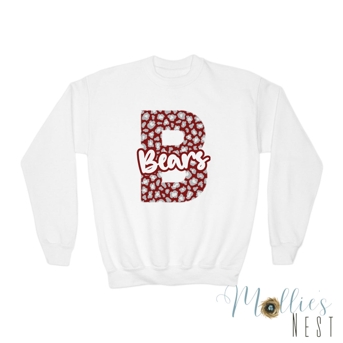 Youth Barton Bears. Crewneck Sweatshirt – Varsity B Bears Spirit Design