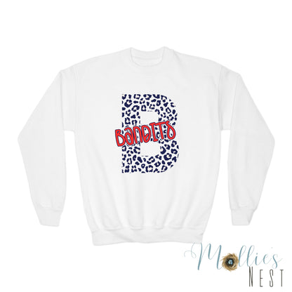 Youth Leopard B Monogram “BANDITS” Crewneck Sweatshirt