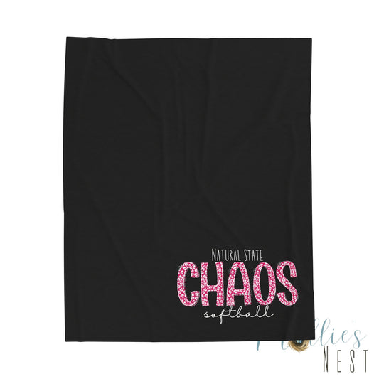 Velveteen Plush Blanket — "Natural State CHAOS Softball" Team Throw