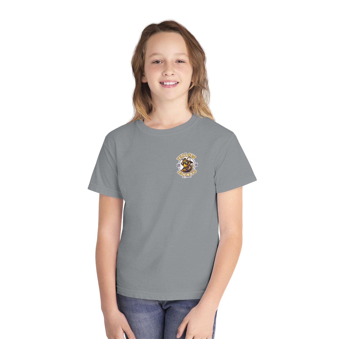 Youth — Yellow Jackets Mascot 2026 School Spirit Shirt. Comfort Colors