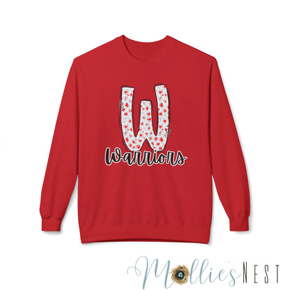 Warriors Fleece Sweatshirt - ADULT. Red/White Leopard