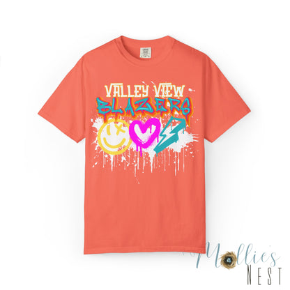 Valley View Blazers Graffiti Tee — Neon Heart, Smile & Lightning Shirt