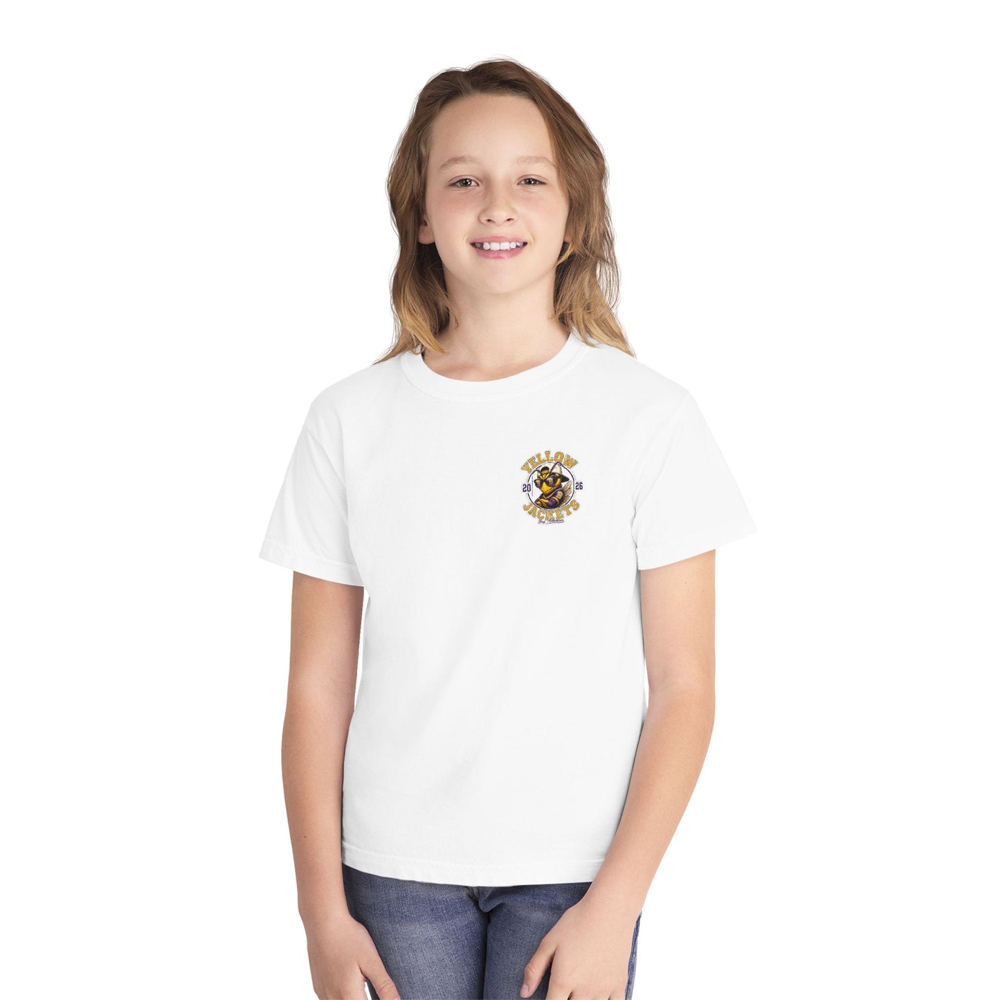 Youth — Yellow Jackets Mascot 2026 School Spirit Shirt. Comfort Colors