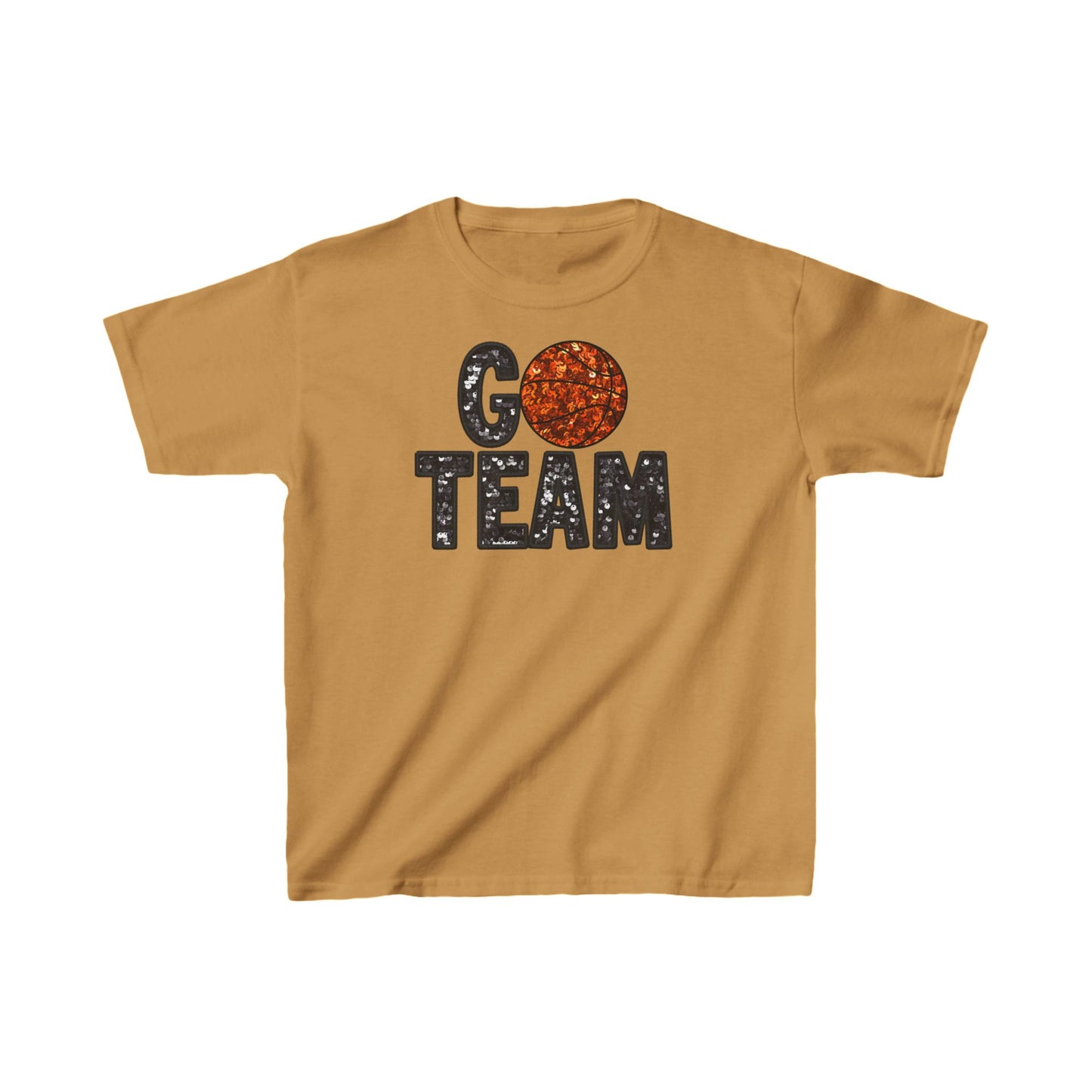 Kids Heavy Cotton™ Tee. FAUX SEQUIN Basketball