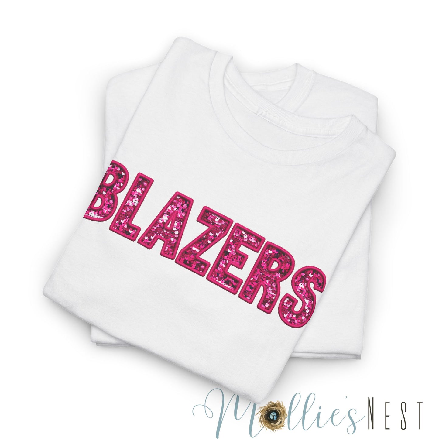 Unisex Heavy Cotton Tee. Blazers PINK FAUX sequins