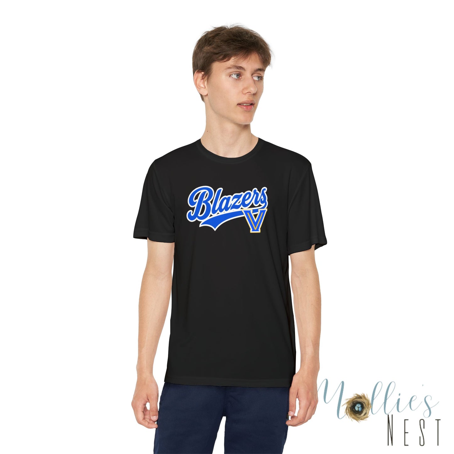 Blazers Youth Drifit — Blue Script Logo Team Shirt