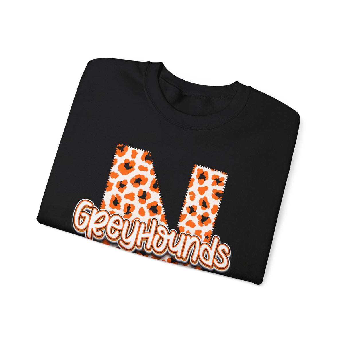 ADULT. Newport Greyhounds Leopard Print Letter N Crewneck Sweatshirt
