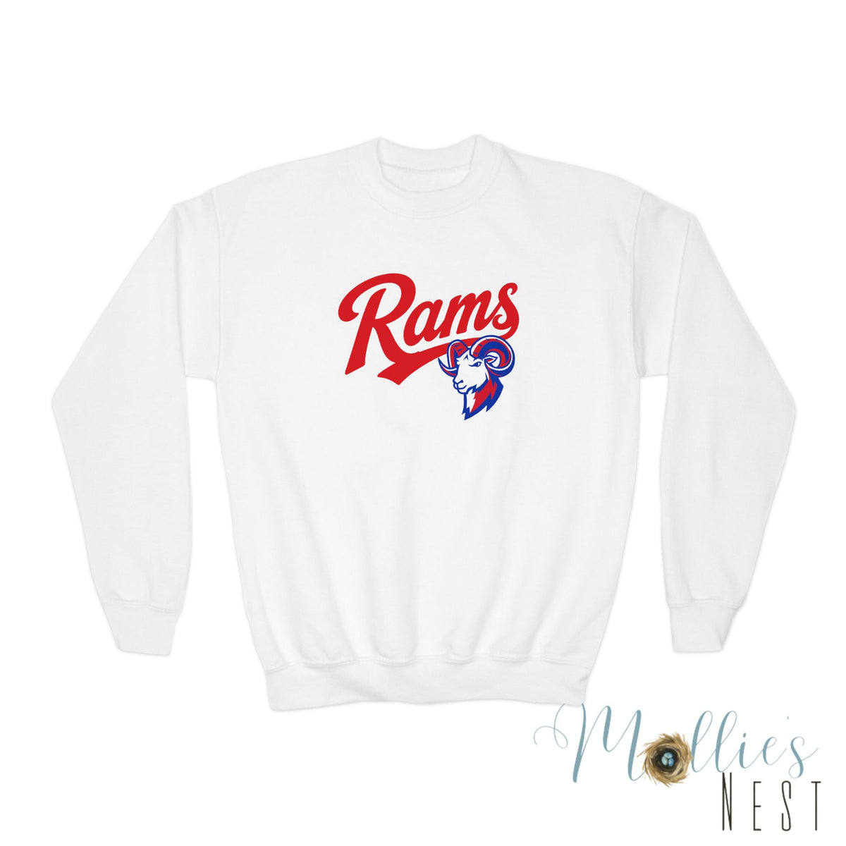 Youth Sweatshirt — Paragould 'Rams' Retro Script with Ram Head Logo