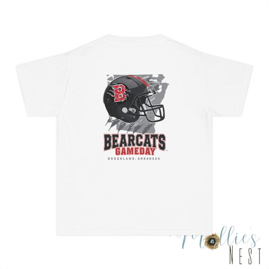 YOUTH - Bearcats Gameday Football T-Shirt — Brookland, Arkansas Helmet Graphic