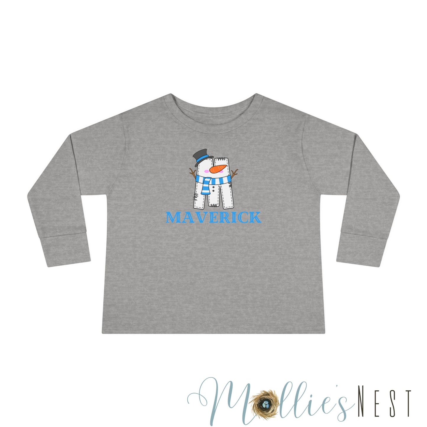 Toddler Long Sleeve Tee. SNOWMAN NAME