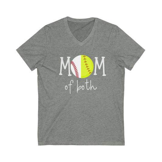 Mom of Both Jersey Short Sleeve V-Neck Tee