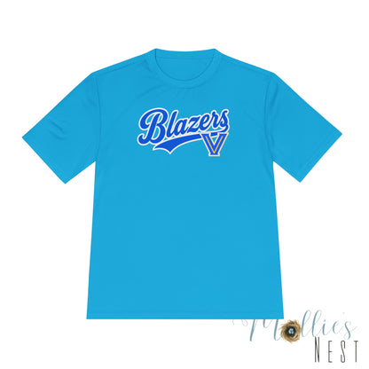 Adult. Blazers Valley View Script Performance Tee – Moisture-Wicking Athletic Shirt