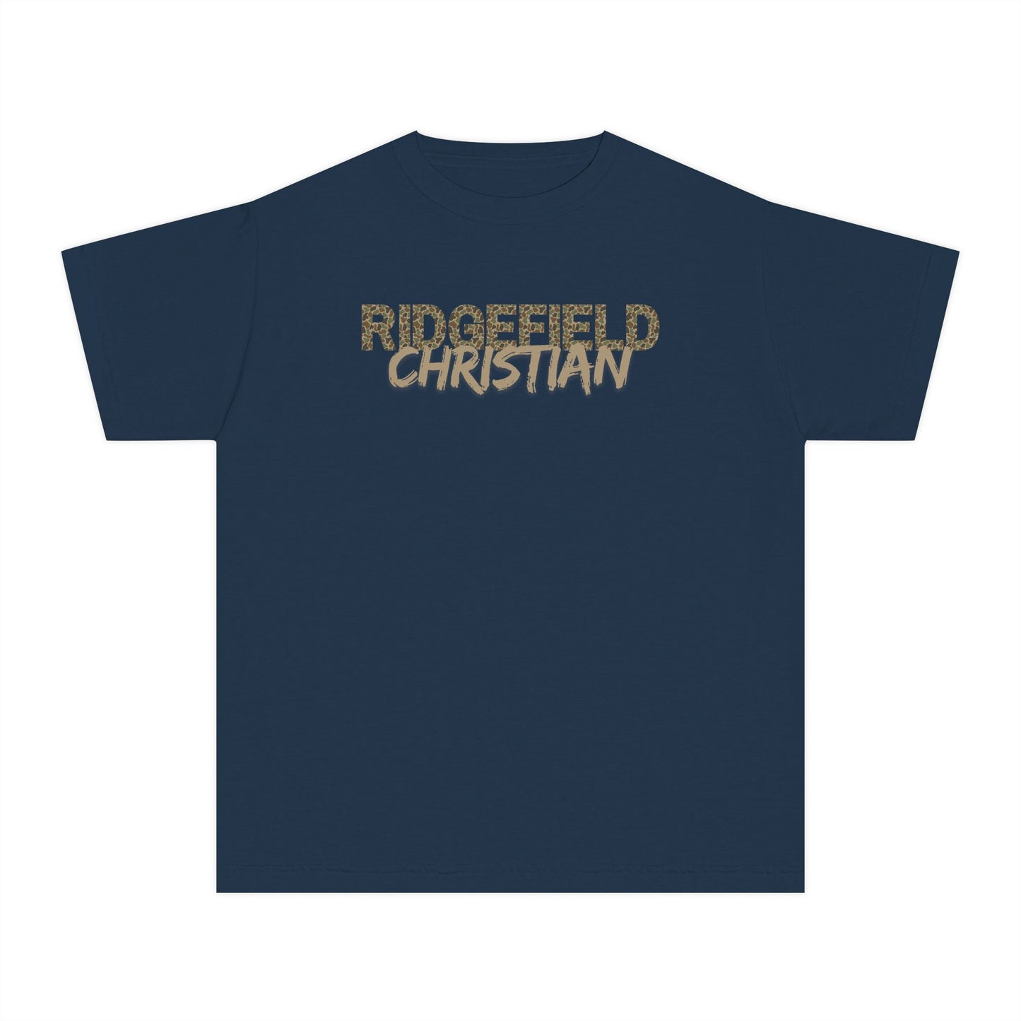 Ridgefield Christian CAMO Youth T-Shirt — Youth Midweight Tee with Script Logo