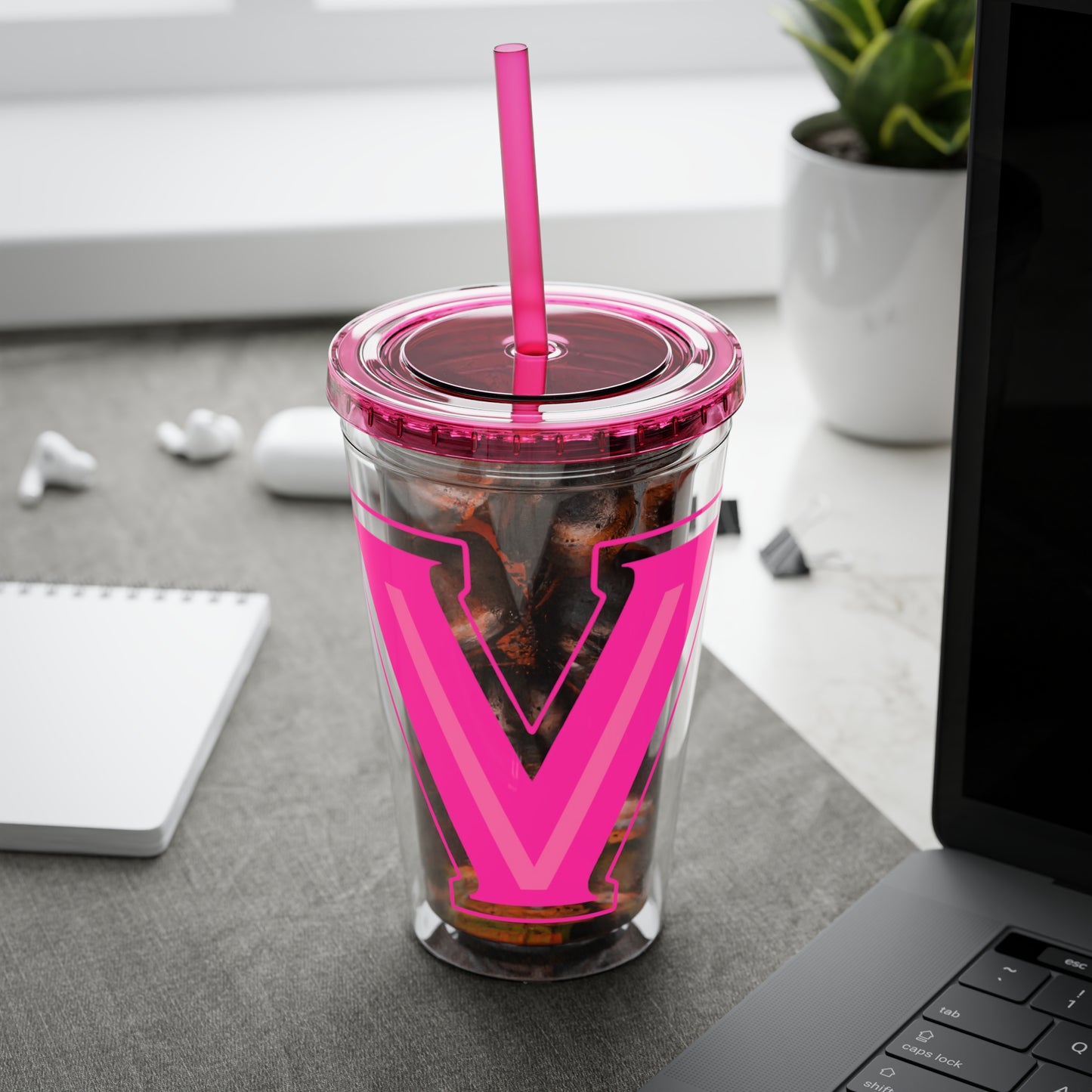 Valley View PINK Sunsplash Tumbler with Straw, 16oz