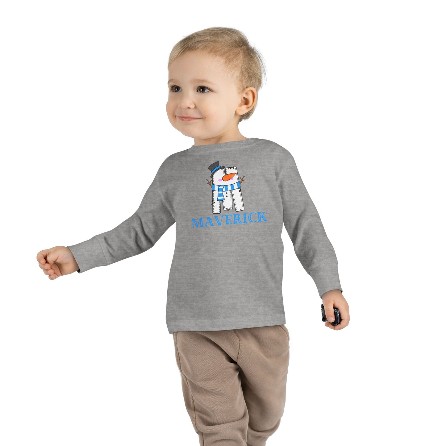 Toddler Long Sleeve Tee. SNOWMAN NAME