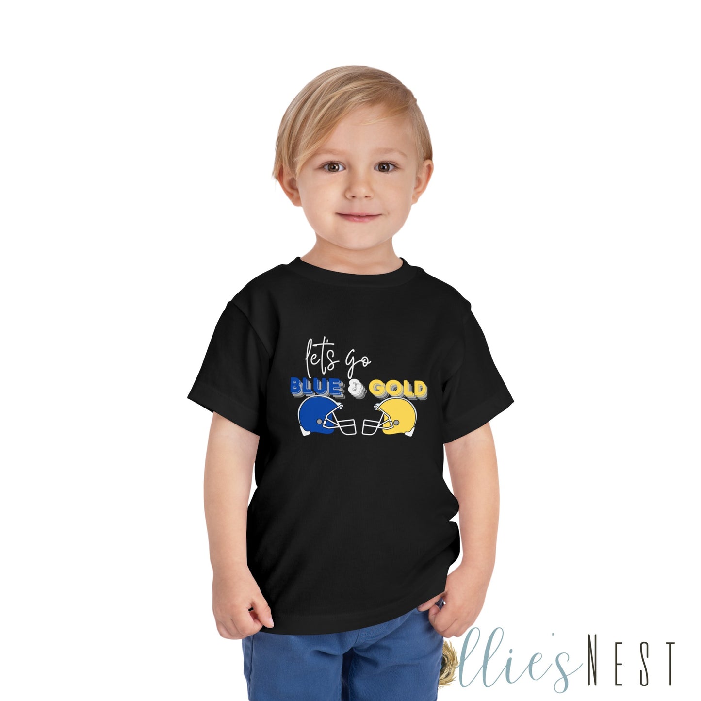 Toddler Blue & Gold Football Short Sleeve Tee