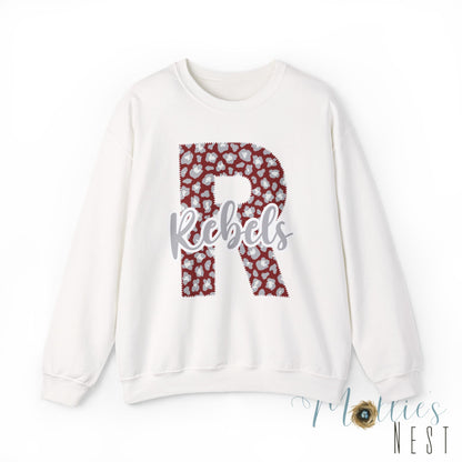 Adult. Riverside Rebels "R" Leopard Sweatshirt