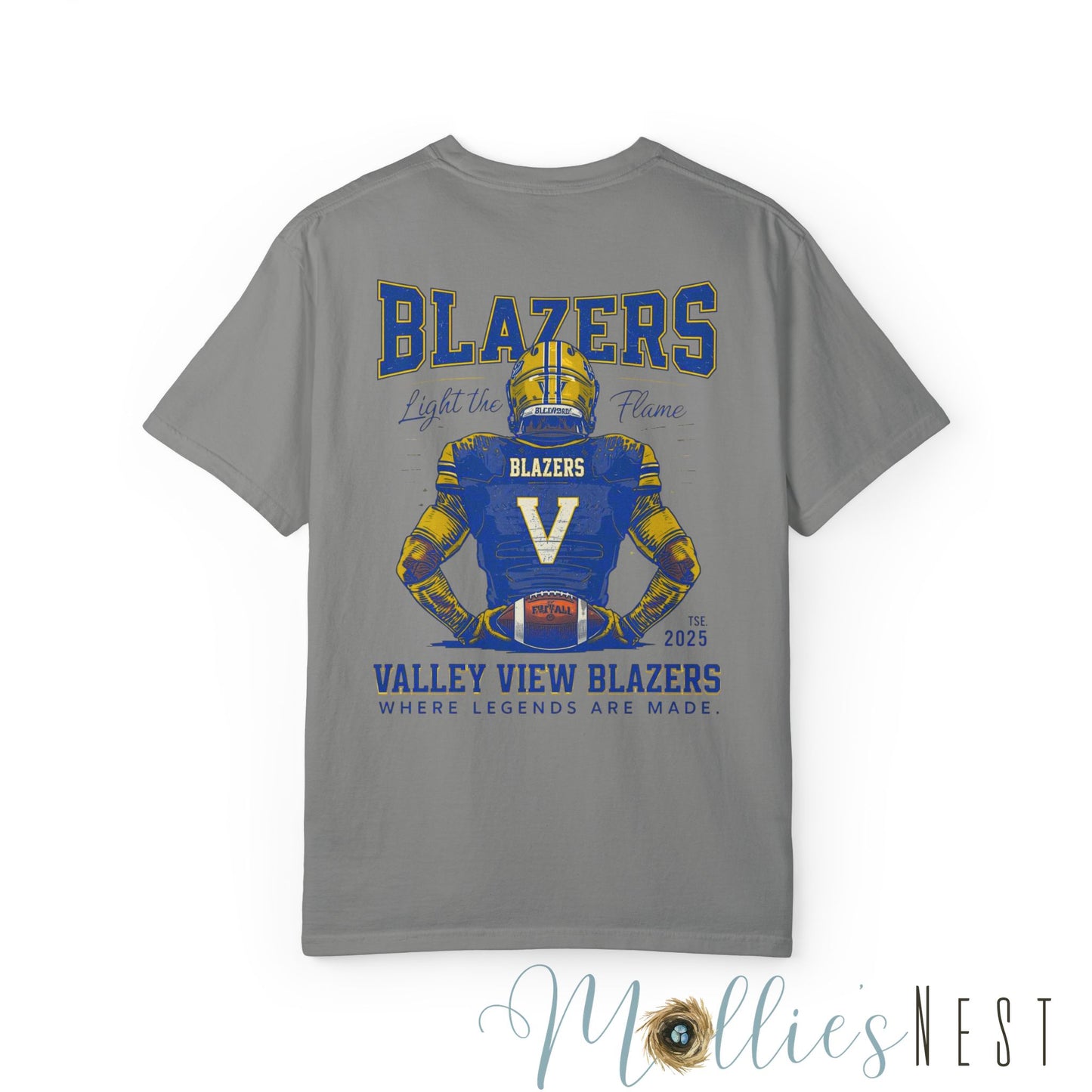Valley View Blazers Garment-Dyed T-shirt. ADULT "Where Legends are Made"
