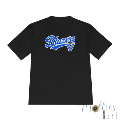 Adult. Blazers Valley View Script Performance Tee – Moisture-Wicking Athletic Shirt