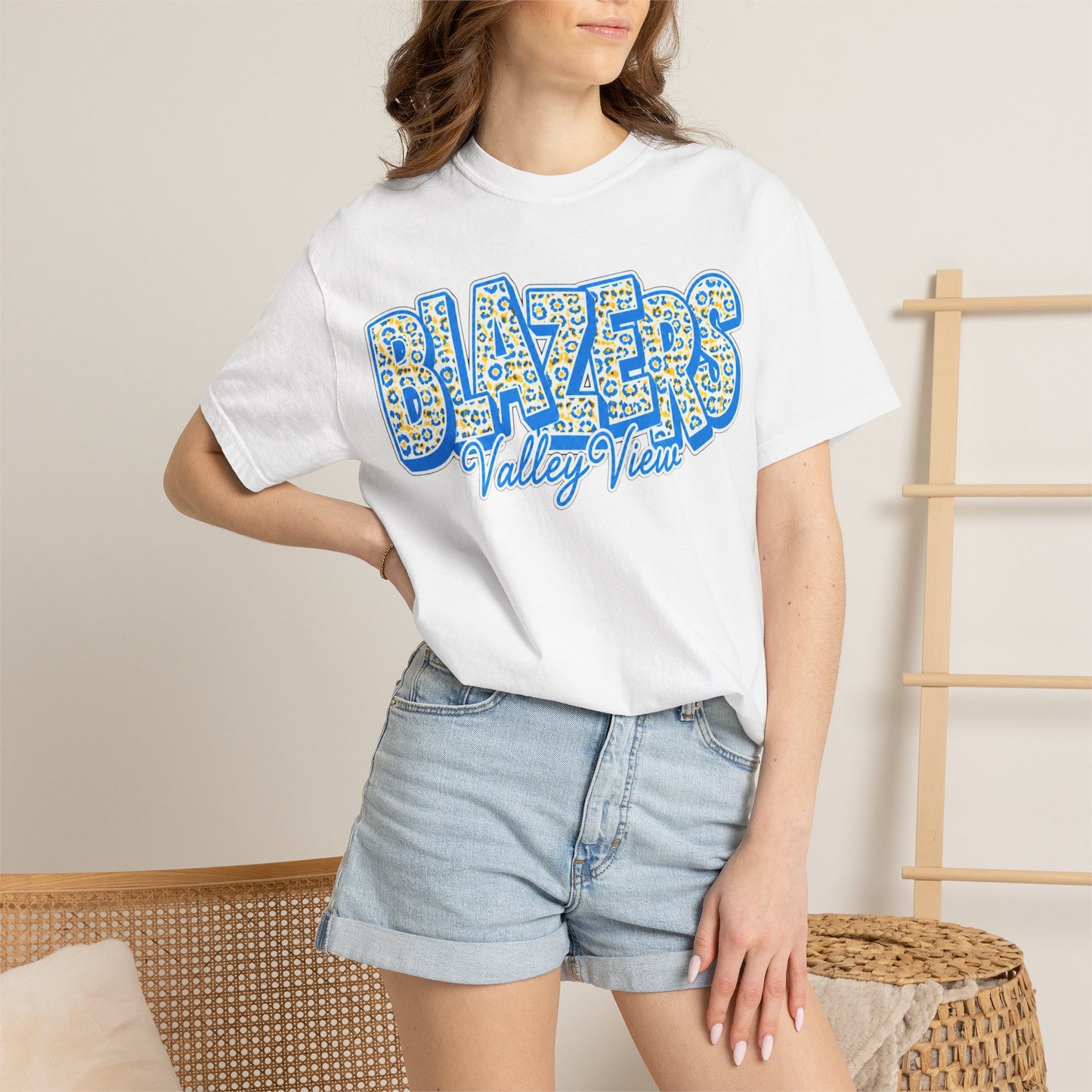 ADULT. Blazers Valley View Leopard Print T-Shirt - Stacked font