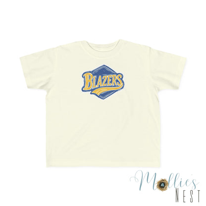Toddler BLAZERS Retro Logo T‑Shirt — Valley View (Vintage Blue & Gold)