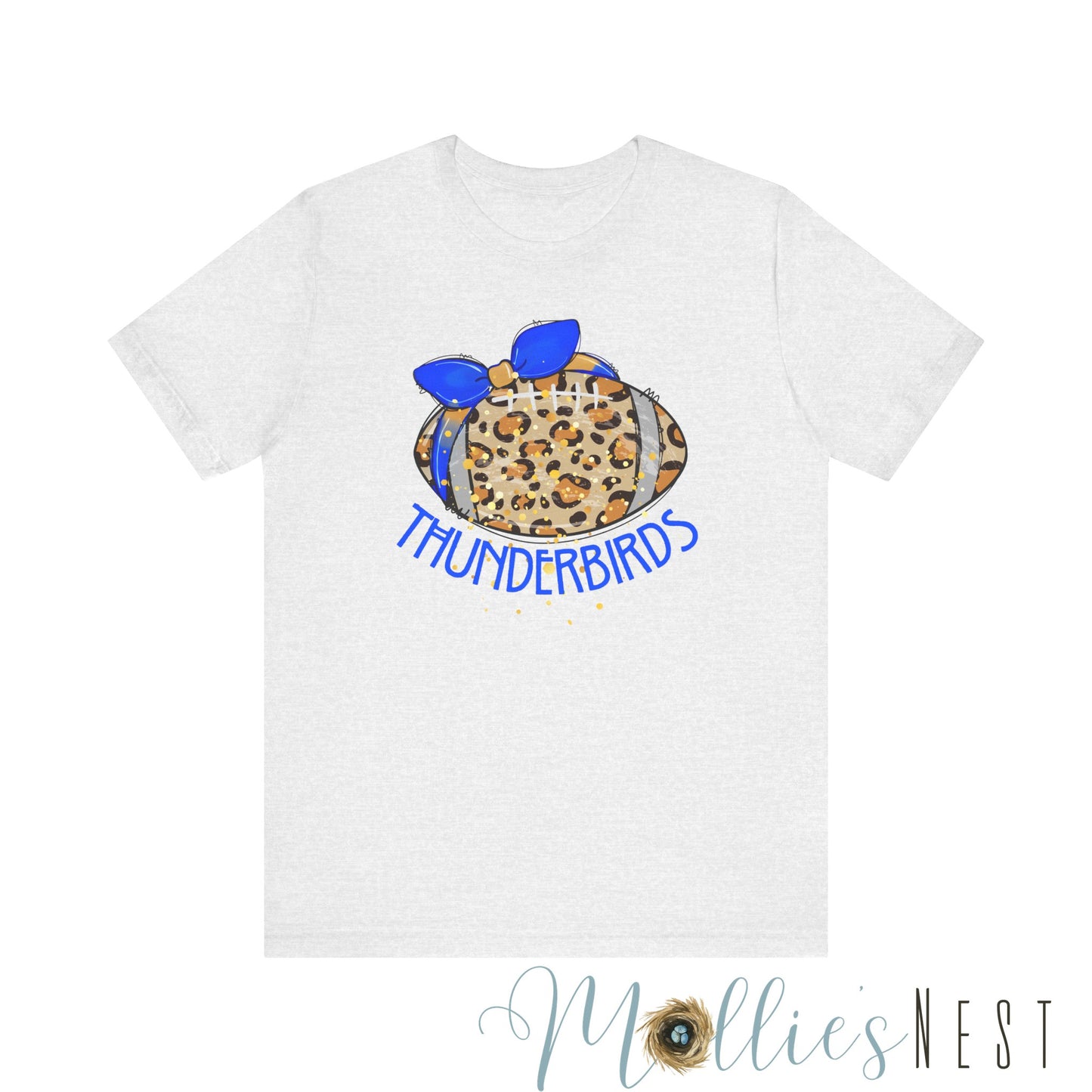 Thunderbirds Leopard Football. ADULT Jersey Short Sleeve Tee