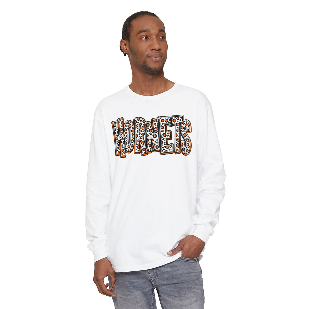 Harrisburg Hornets Stacked Leopard Print Long Sleeve T‑Shirt
