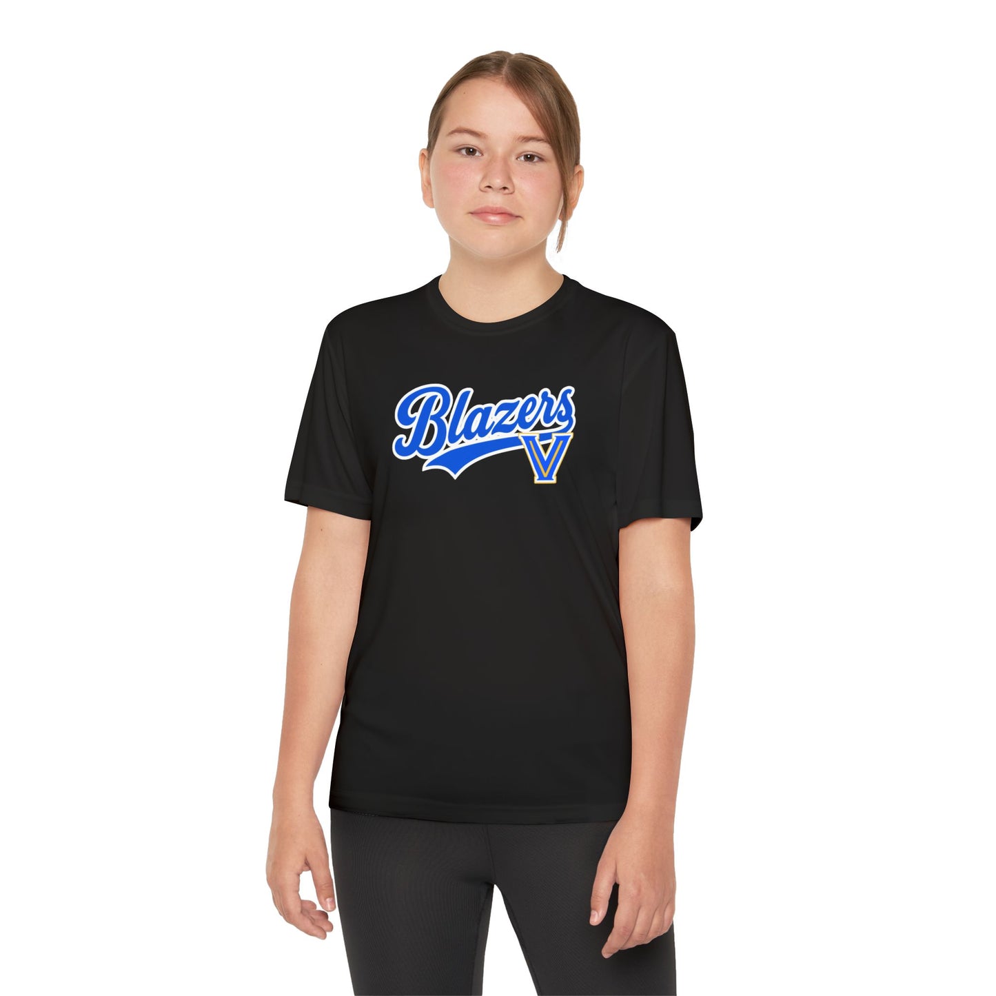 Blazers Youth Drifit — Blue Script Logo Team Shirt