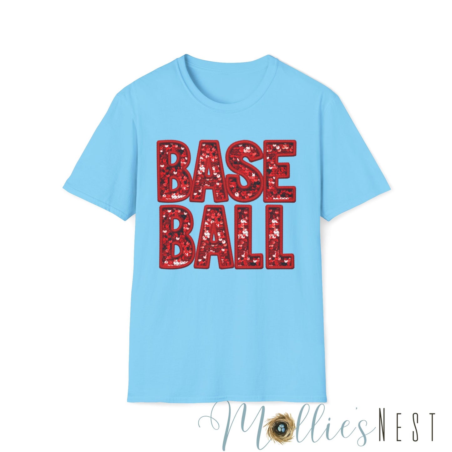 Baseball FAUX Glitter Unisex Softstyle T-Shirt - Perfect for Fans and Players