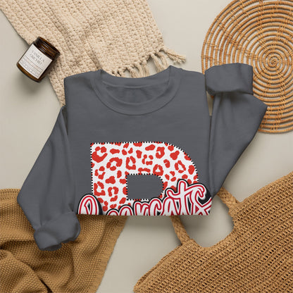 Adult. Brookland Bearcats Leopard Print "B" Crewneck Sweatshirt