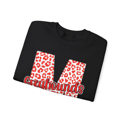 Adult. Marmaduke Greyhounds Leopard Print Initial M Crewneck Sweatshirt