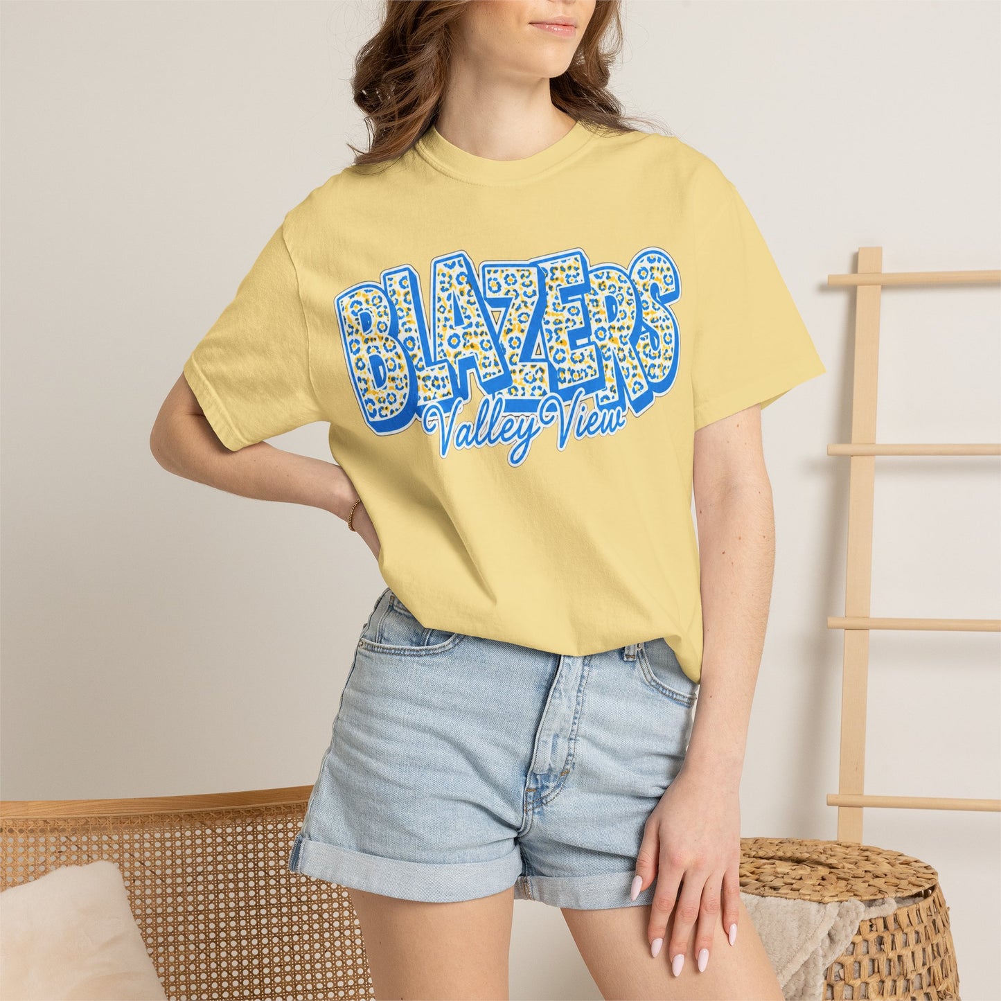 ADULT. Blazers Valley View Leopard Print T-Shirt - Stacked font
