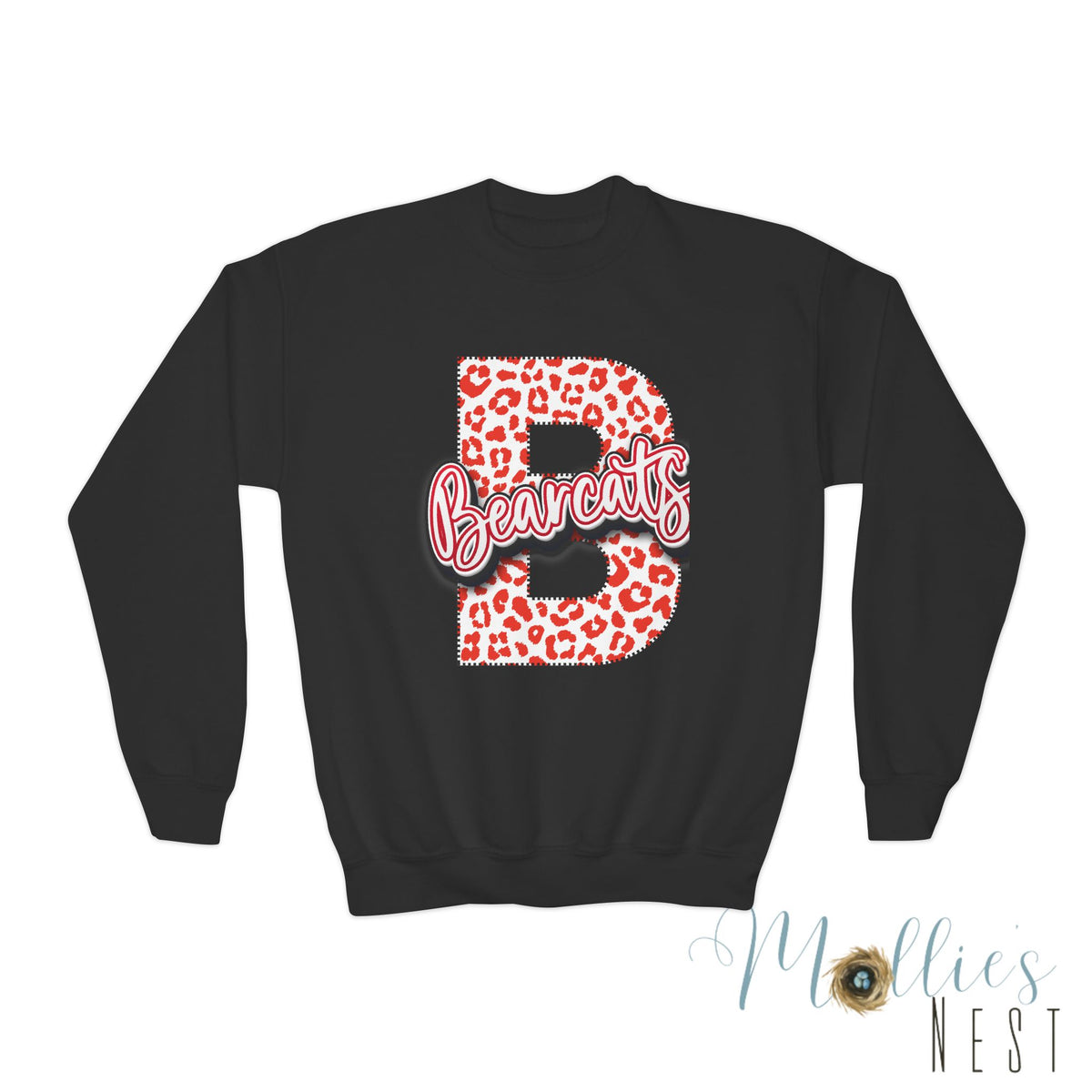Youth. Brookland Bearcats Leopard B Youth Crewneck Sweatshirt