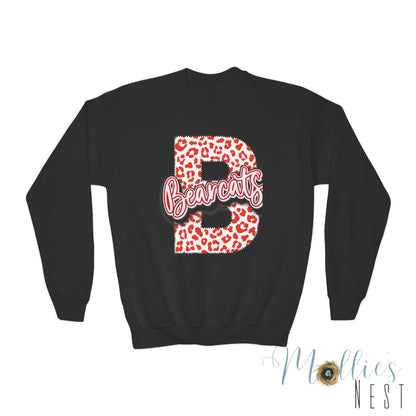 Youth. Brookland Bearcats Leopard B Youth Crewneck Sweatshirt