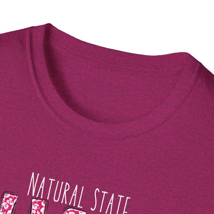 Chaos Softball T-Shirt — "Natural State Chaos" Pink Leopard Softball Tee