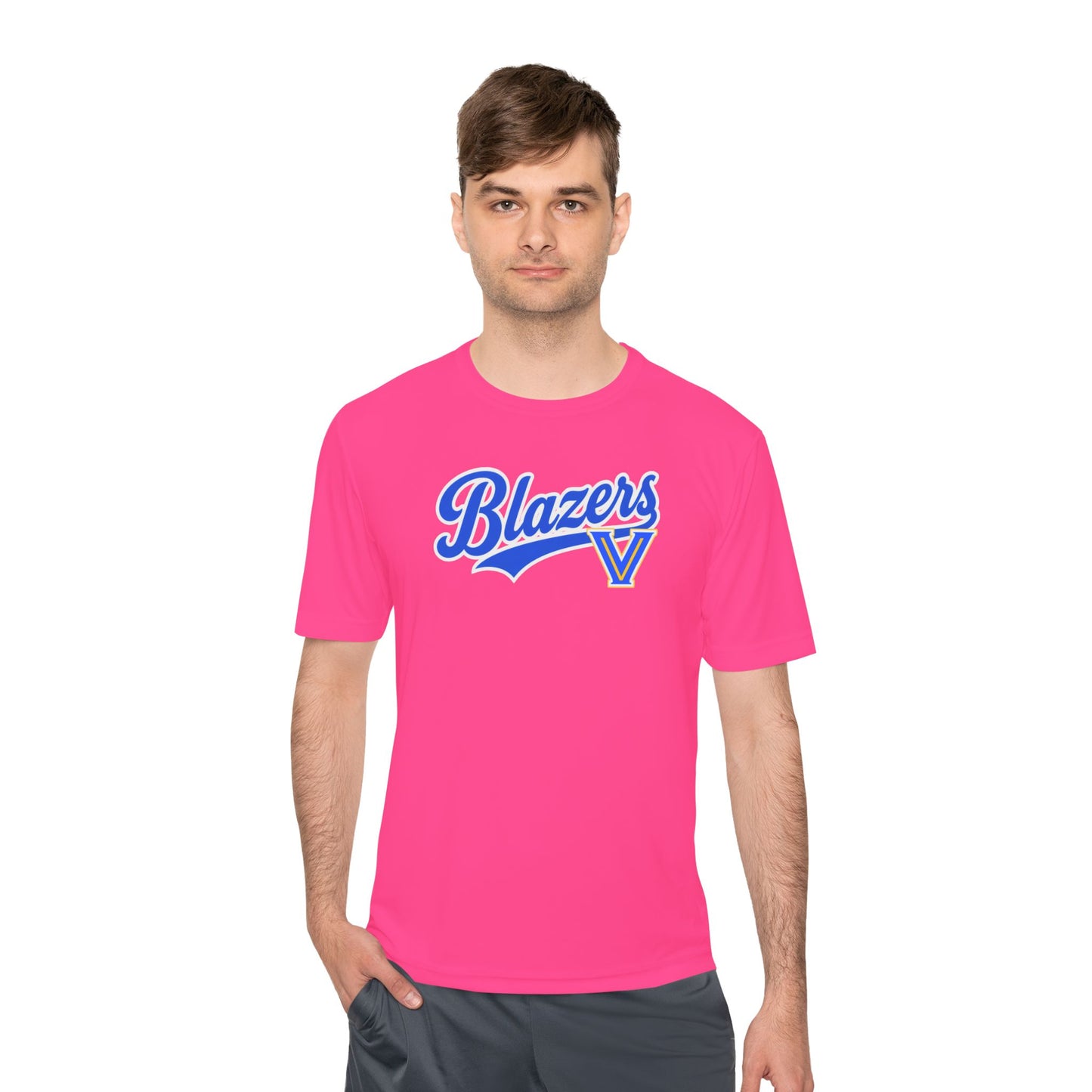 Adult. Blazers Valley View Script Performance Tee – Moisture-Wicking Athletic Shirt