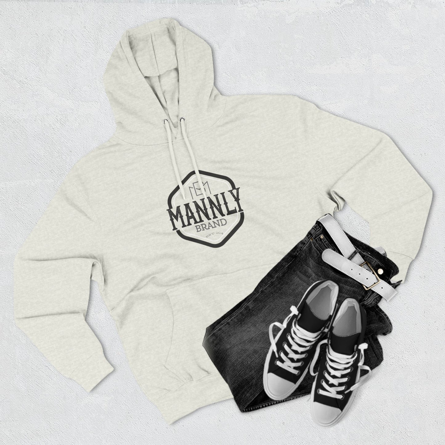 Three-Panel Fleece Hoodie. MANNLY Brand