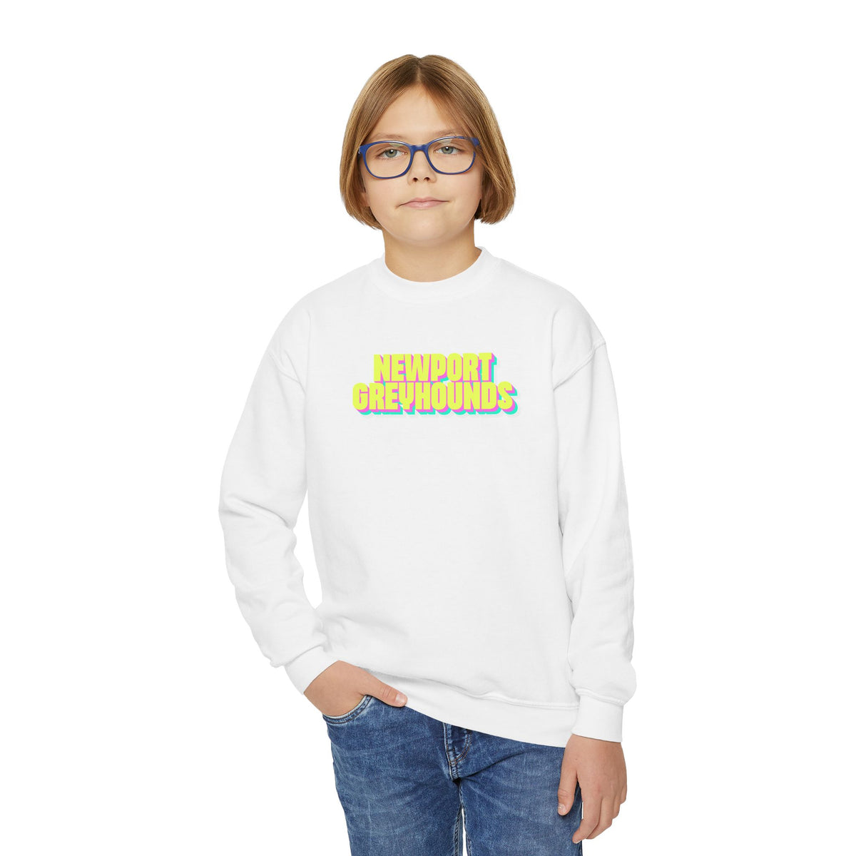 YOUTH. Newport Greyhounds Neon Crewneck Sweatshirt