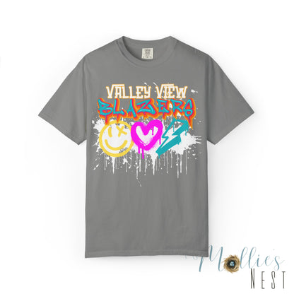 Valley View Blazers Graffiti Tee — Neon Heart, Smile & Lightning Shirt