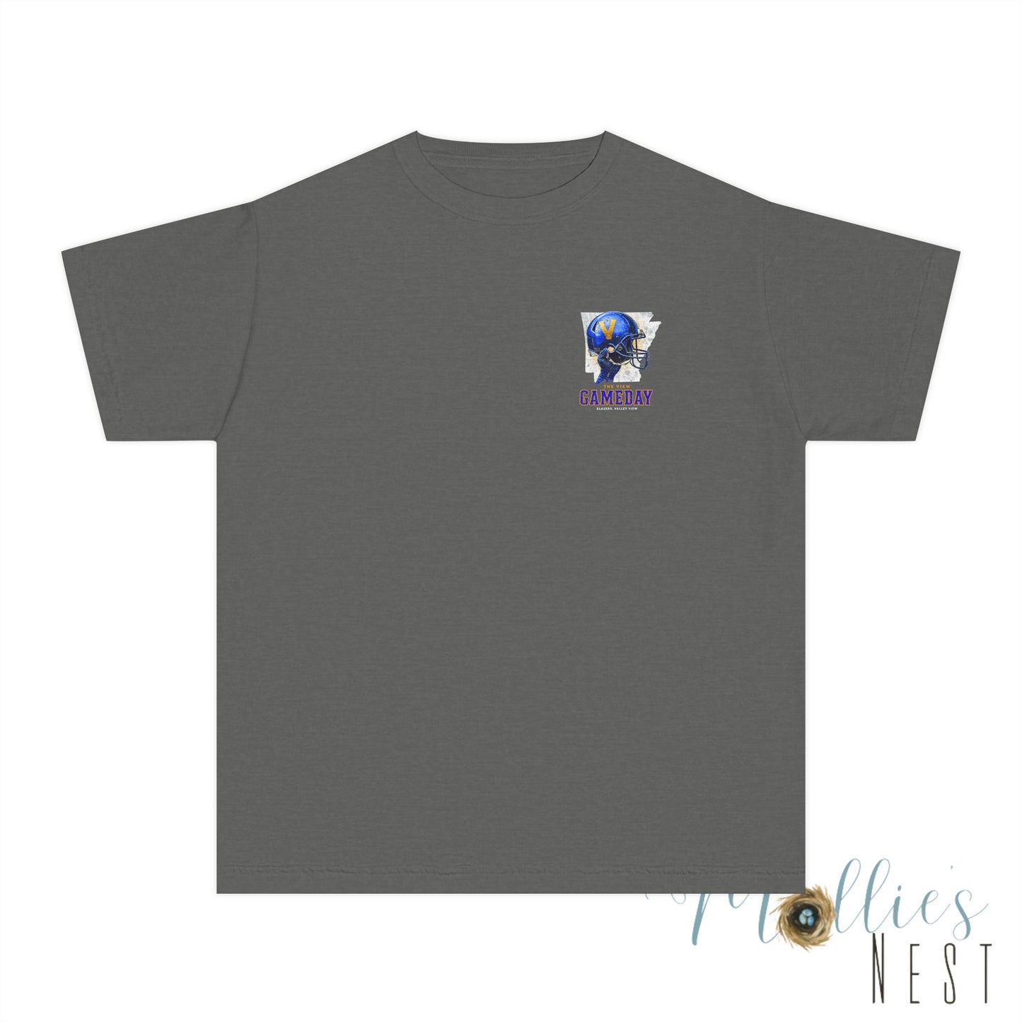 YOUTH. The View Gameday Football T-Shirt — Blue Helmet Vintage Style. MANNLY BRAND