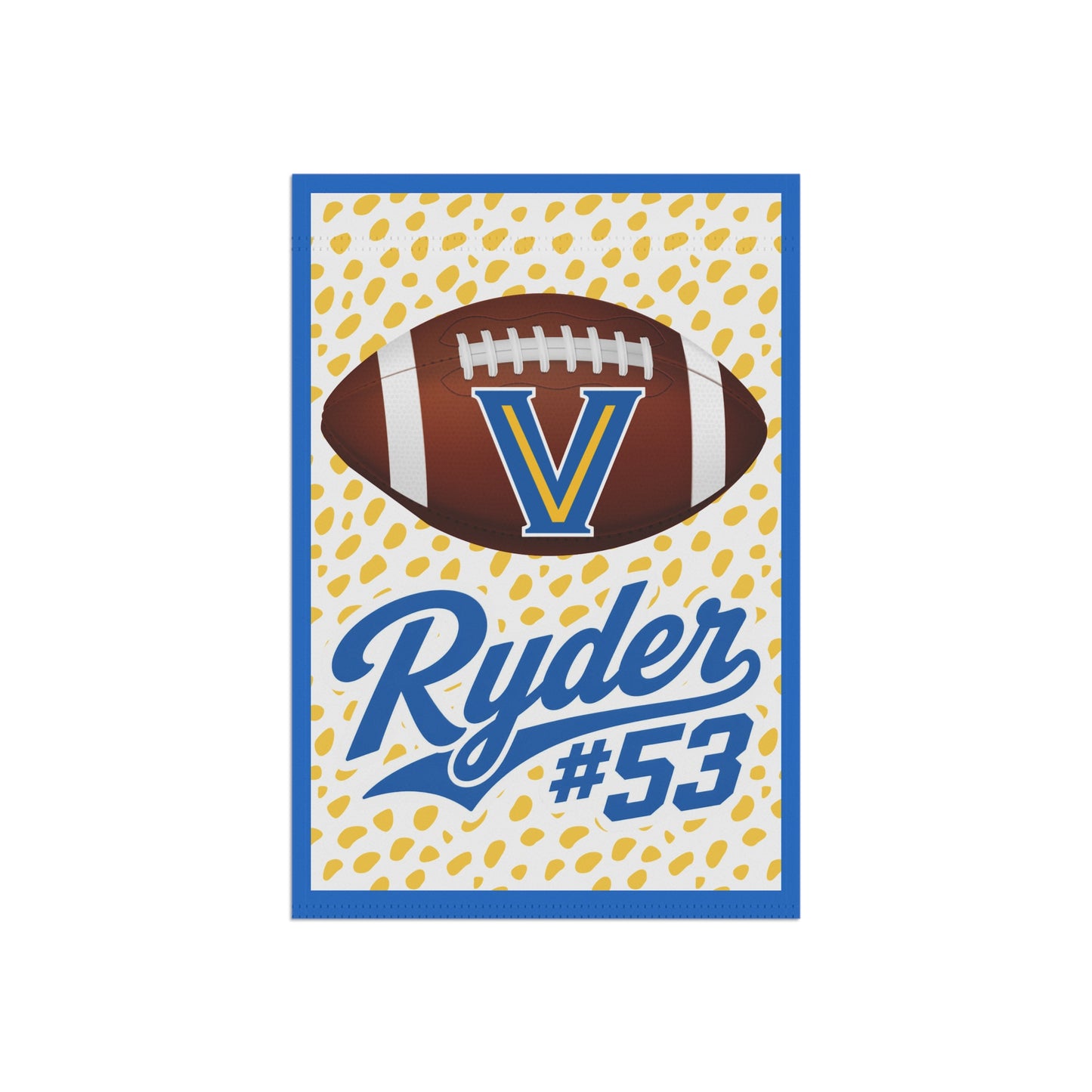 Personalized Football Yard Flag — "Ryder #53" Valley View