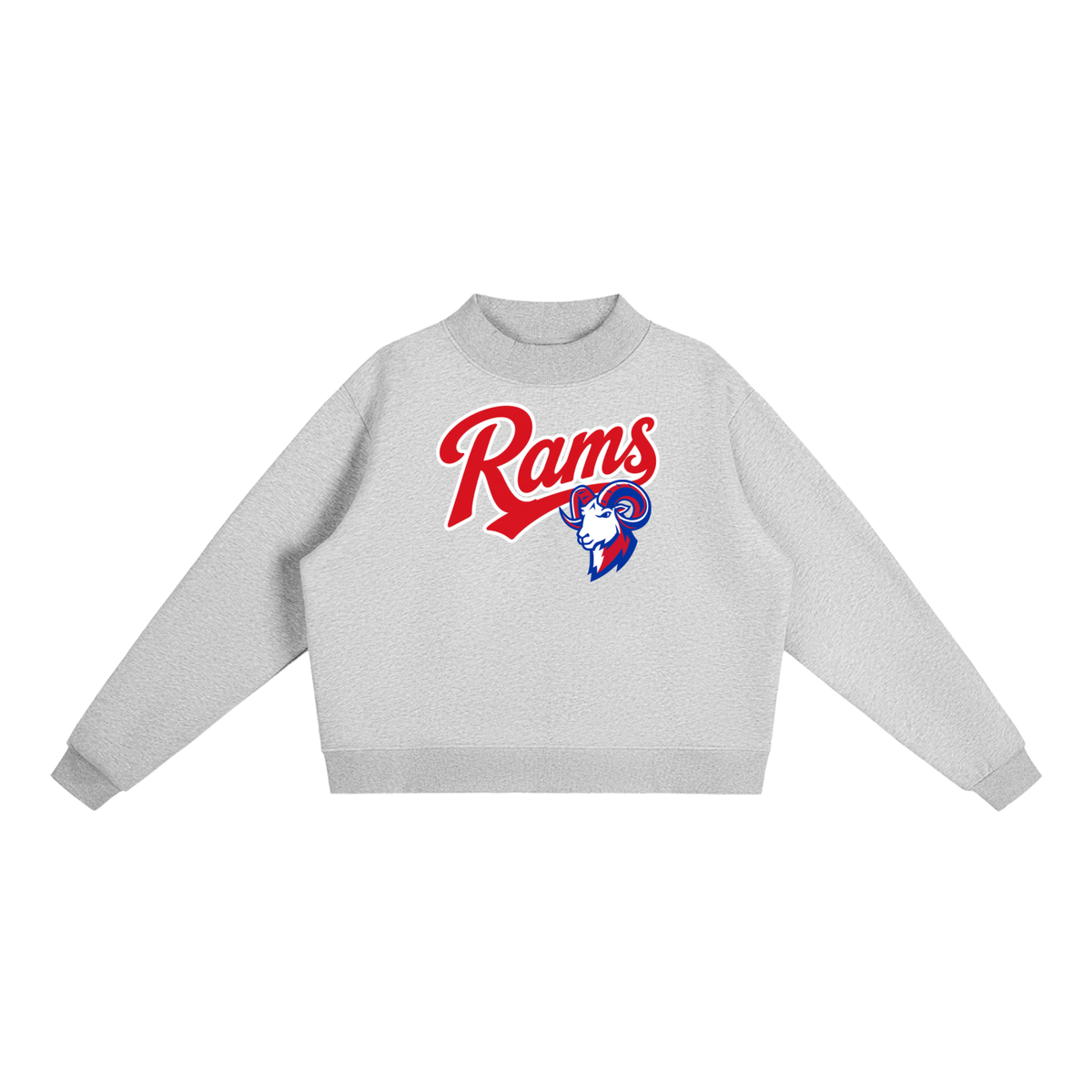 Essential Fleece Mock-Neck Crew Sweatshirt - Paragould Rams_Red