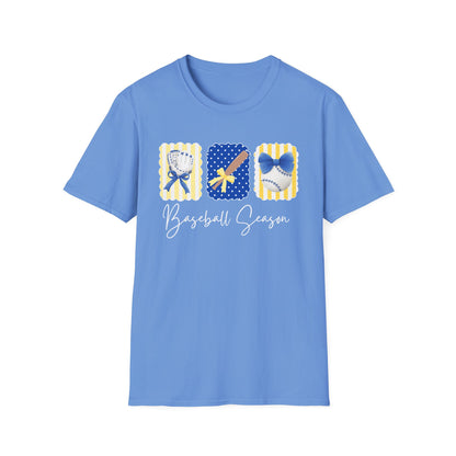 Baseball Season T-Shirt — Cute Bat, Glove & Cap Graphic