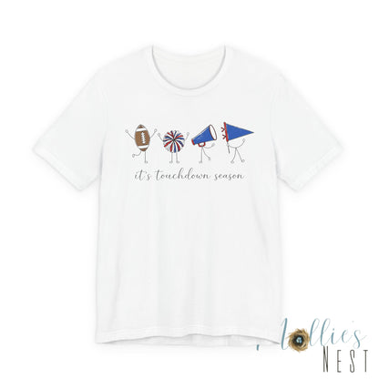 Touchdown Season Football Tee — Red & Blue Short Sleeve Bella Canvas