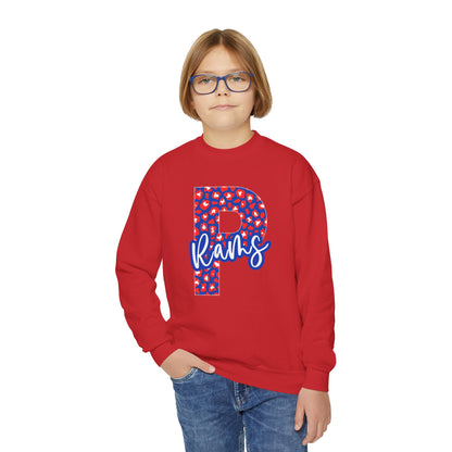 Youth Paragould Rams. Leopard "P" Crewneck Sweatshirt