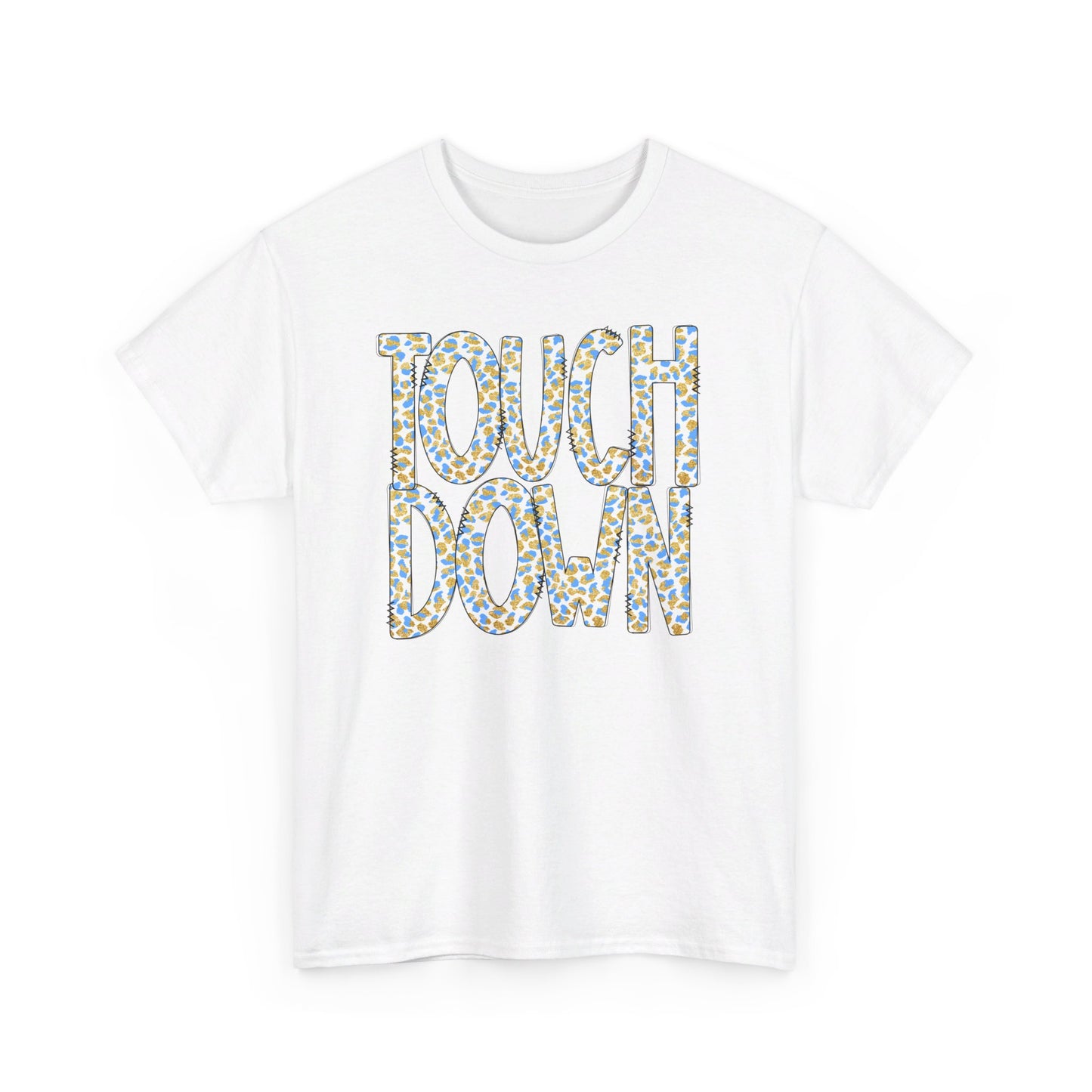 Touchdown. Leopard Blue & Gold Heavy Cotton Tee