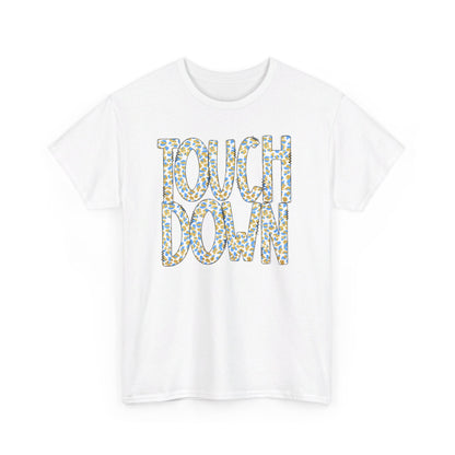 Touchdown. Leopard Blue & Gold Heavy Cotton Tee